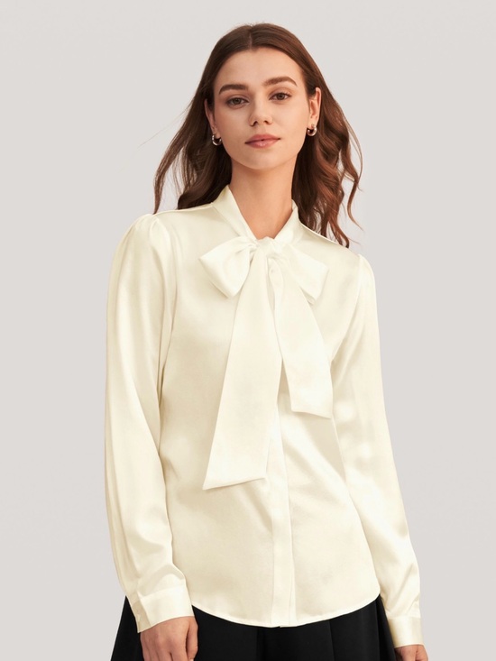 Lilysilk Tops - Women Bow-Tie Neck Silk Blouse